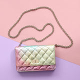 Chanel Rainbow Quilted Goatskin Reissue Wallet on Chain WOC
