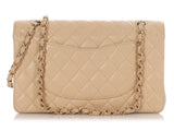 Chanel Medium/Large Light Beige Quilted Caviar Classic Double Flap