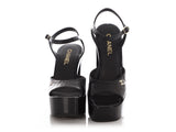 Chanel Black Patent Platform Sandals