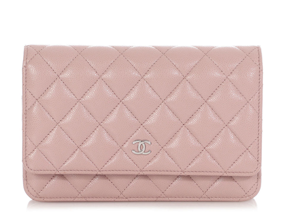 Chanel Light Pink Quilted Caviar Wallet on Chain WOC