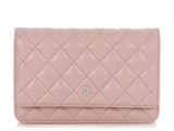 Chanel Light Pink Quilted Caviar Wallet on Chain WOC