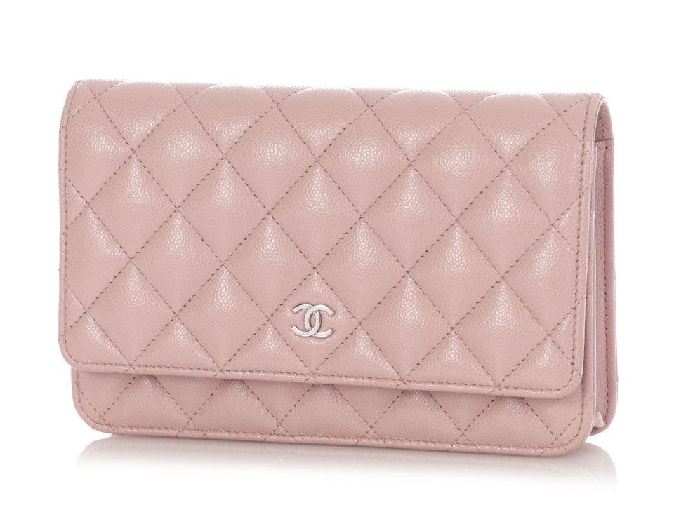 Chanel Light Pink Quilted Caviar Wallet on Chain WOC