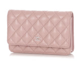 Chanel Light Pink Quilted Caviar Wallet on Chain WOC