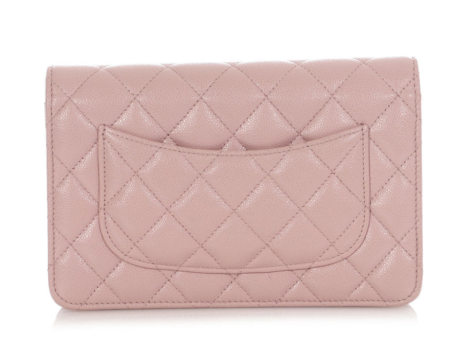 Chanel Light Pink Quilted Caviar Wallet on Chain WOC