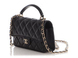 Chanel Mini Black Quilted Lambskin Top Handle Phone Holder