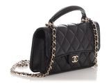 Chanel Mini Black Quilted Lambskin Top Handle Phone Holder