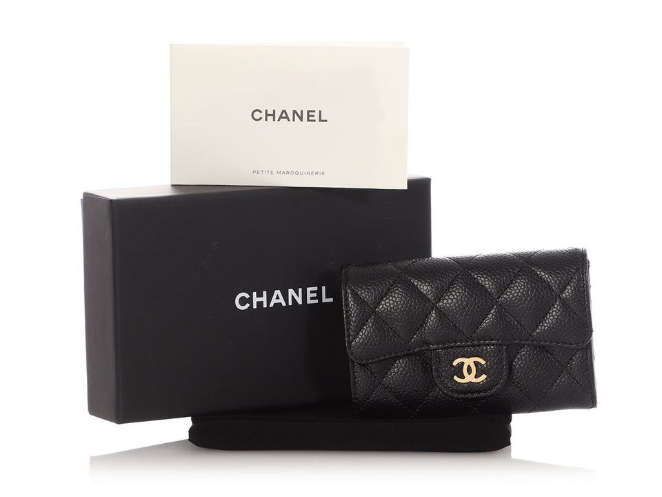 Chanel Black Quilted Caviar Flap  Case
