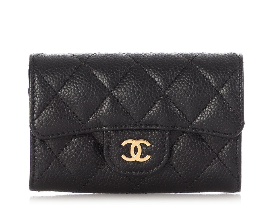 Chanel Black Quilted Caviar Flap  Case