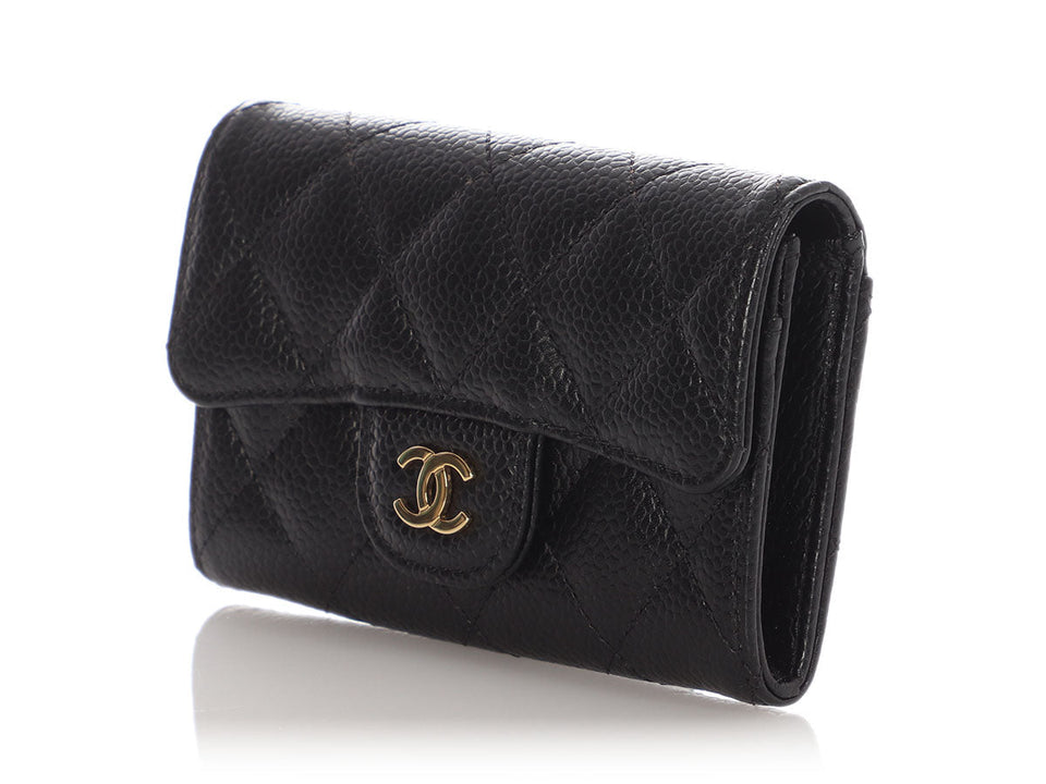 Chanel Black Quilted Caviar Flap  Case