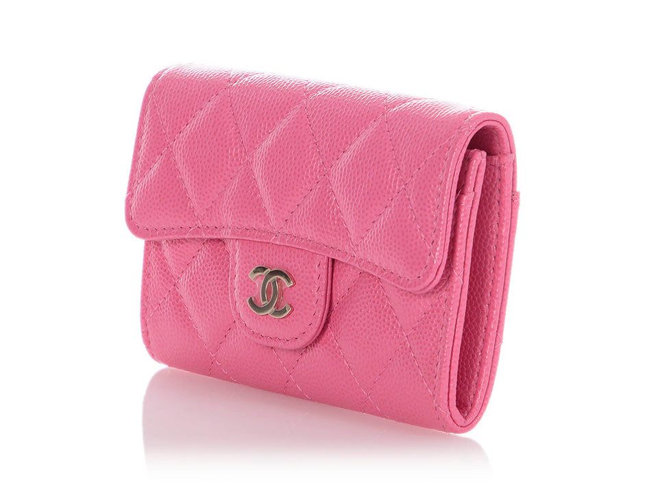 Chanel Pink Quilted Caviar Flap  Case