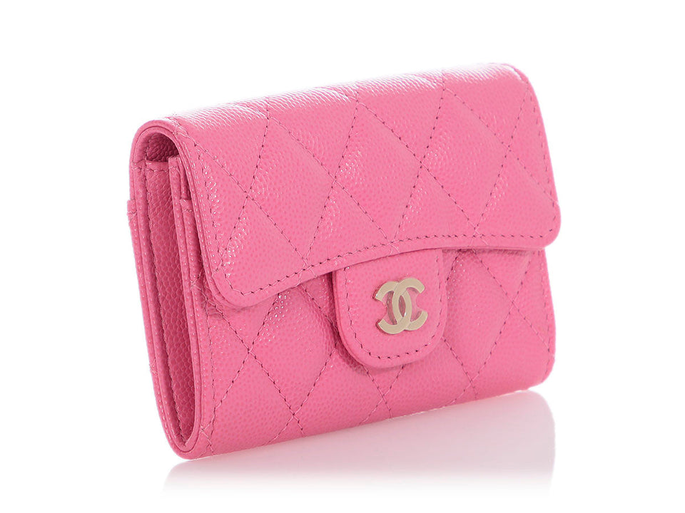 Chanel Pink Quilted Caviar Flap  Case