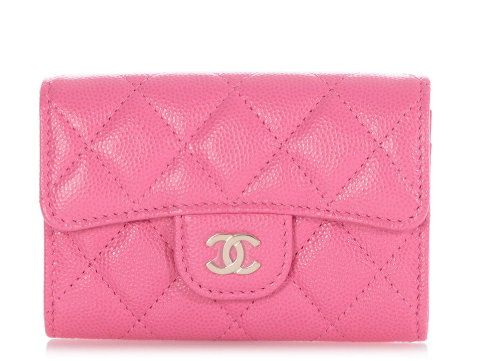 Chanel Pink Quilted Caviar Flap  Case