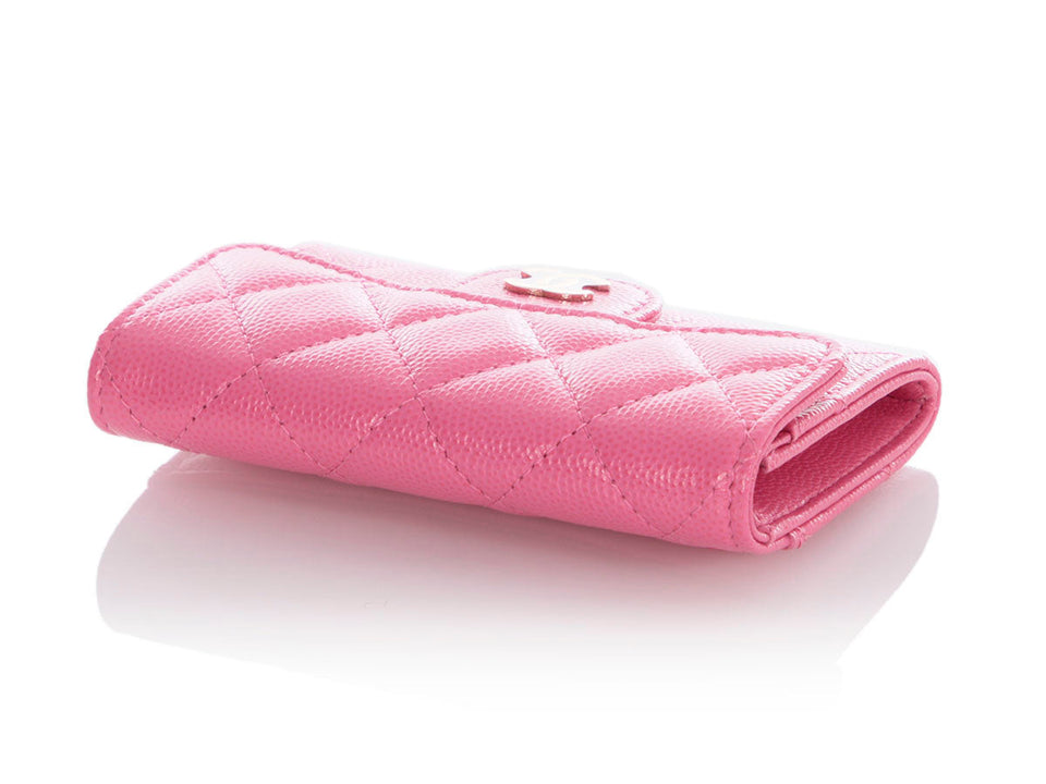 Chanel Pink Quilted Caviar Flap  Case