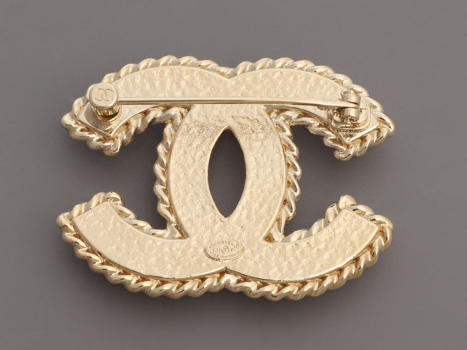 Chanel Medium Light Pink Enamel CC Brooch