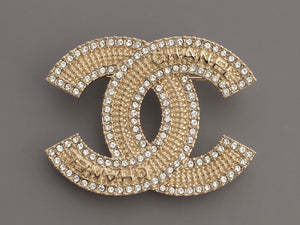 Chanel Medium Crystal CC Logo Brooch