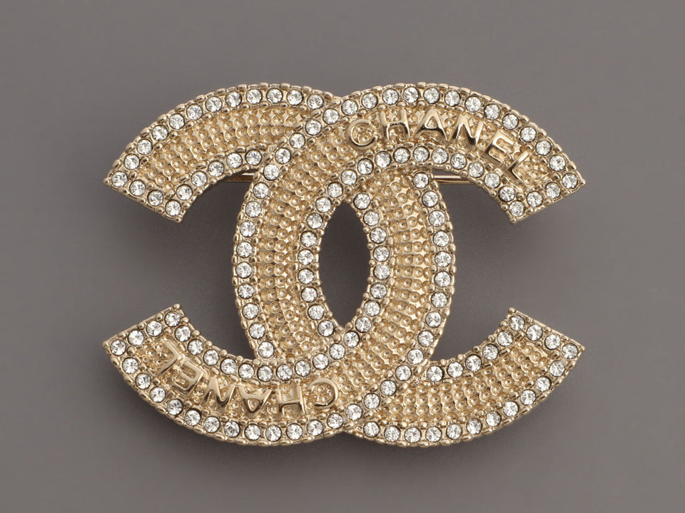 Chanel Medium Crystal CC Logo Brooch