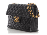 Chanel Vintage Jumbo Black Quilted Lambskin Classic Single Flap