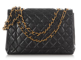 Chanel Vintage Jumbo Black Quilted Lambskin Classic Single Flap