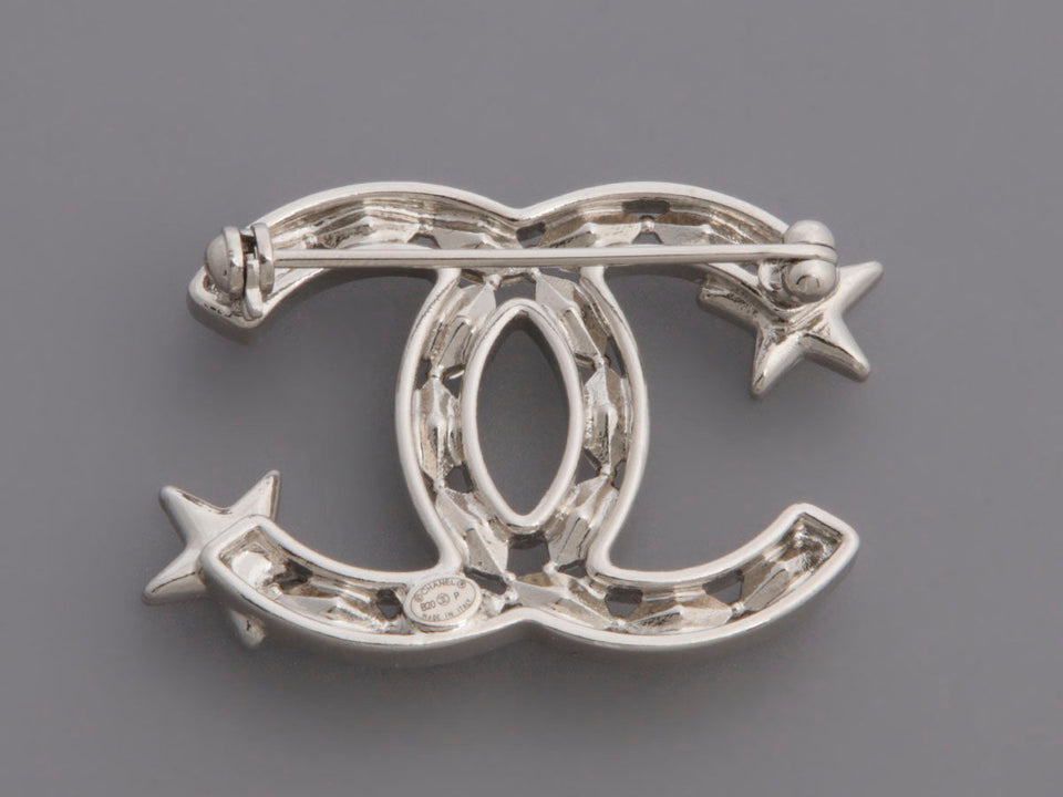 Chanel Crystal CC Stars Brooch