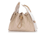Chanel Small Beige Quilted Calfskin 25 Bag