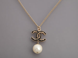 Chanel Pearl CC Logo Drop Necklace