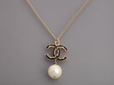 Chanel Pearl CC Logo Drop Necklace