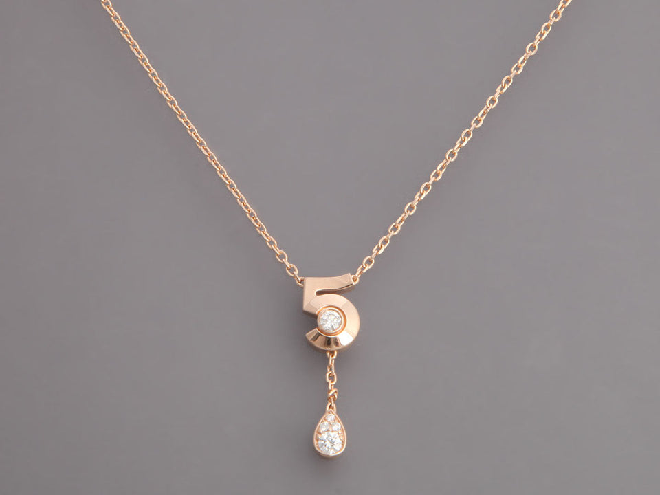 Chanel Small 18K Beige Gold Diamond N°5 Necklace