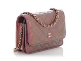 Chanel Mini Iridescent Pink Quilted Calfskin Wallet on Chain