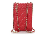 Chanel Red Quilted Caviar Classic Crossbody Phone Holder