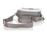 Chanel Old Medium Pewter Quilted Lambskin Boy Bag