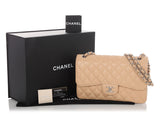 Chanel Jumbo Light Beige Quilted Caviar Classic Double Flap