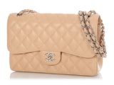 Chanel Jumbo Light Beige Quilted Caviar Classic Double Flap