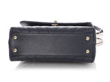 Chanel Mini Navy Chevron-Quilted Caviar and Lizard Coco Handle