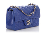 Chanel Mini Blue Quilted Lambskin Rectangular Classic