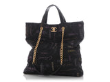 Chanel Black Quilted Denim Mood Tote