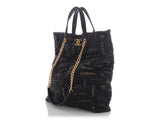 Chanel Black Quilted Denim Mood Tote