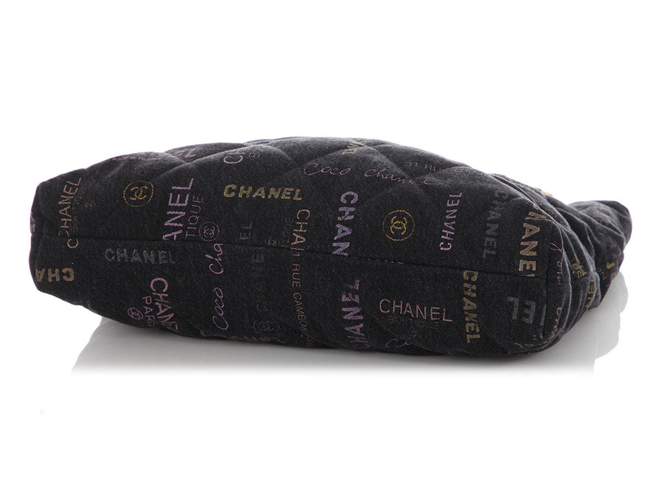 Chanel Black Quilted Denim Mood Tote