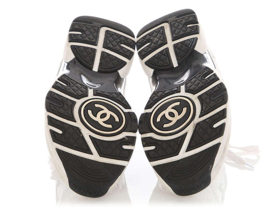 Chanel Silver and Pink CC Sneakers