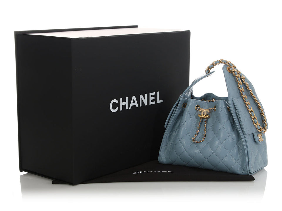 Chanel Small Blue Quilted Caviar 25 Bag