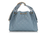 Chanel Small Blue Quilted Caviar 25 Bag