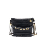 Chanel’s Medium Gabrielle Hobo Bag Crocodile Embossed Calfskin Black