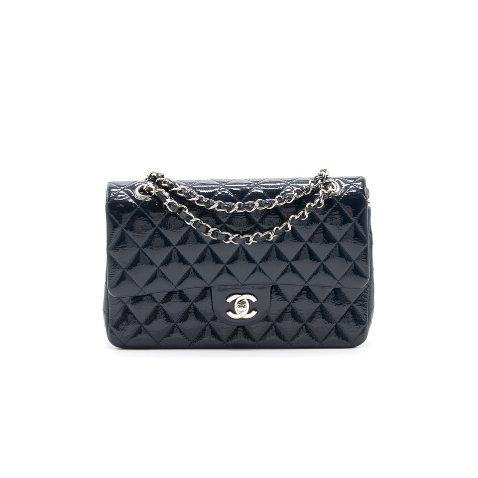 Chanel Classic Medium Double Flap Patent Leather Dark Navy with