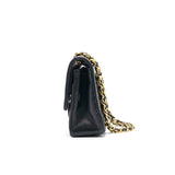 Chanel Vintage Classic Medium Double Flap Bag Black with 24K