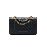 Chanel Vintage Classic Medium Double Flap Bag Black with 24K