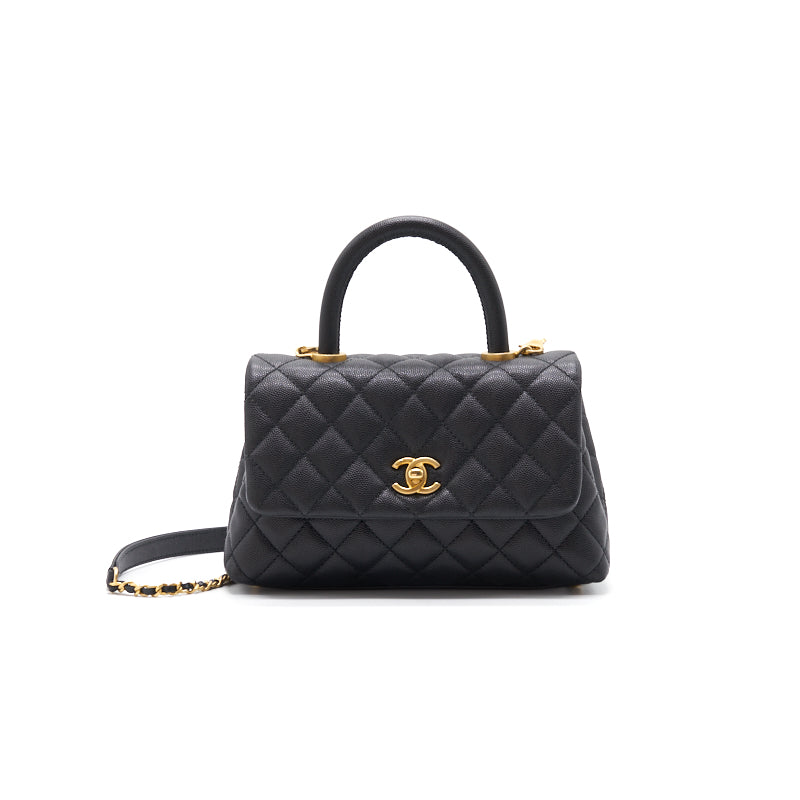 Chanel Caviar Quilted Mini Coco Handle Flap Black with