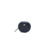 Chanel Caviar Round Coin Purse Dark Navy with L
