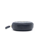 Chanel Caviar Round Coin Purse Dark Navy with L