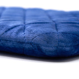 Chanel Navy Velvet Classic Quilted Medium O Case Clutch Purse Bag