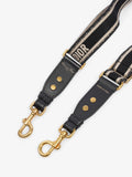 Christian Dior Adjustable Shoulder Strap with Ring Black Oblique Cotton