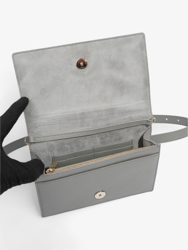 Christian Dior 30 Montaigne 2 In 1 Pouch Grey Calfskin Leather